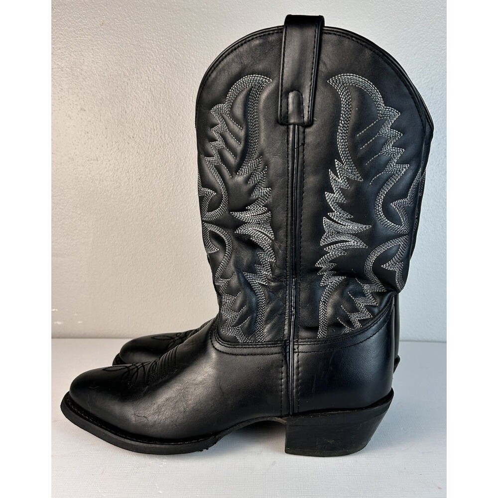 Laredo Birchwood Embroidered cowboy Boots Men's Size  9 EW  Black Leather 68450